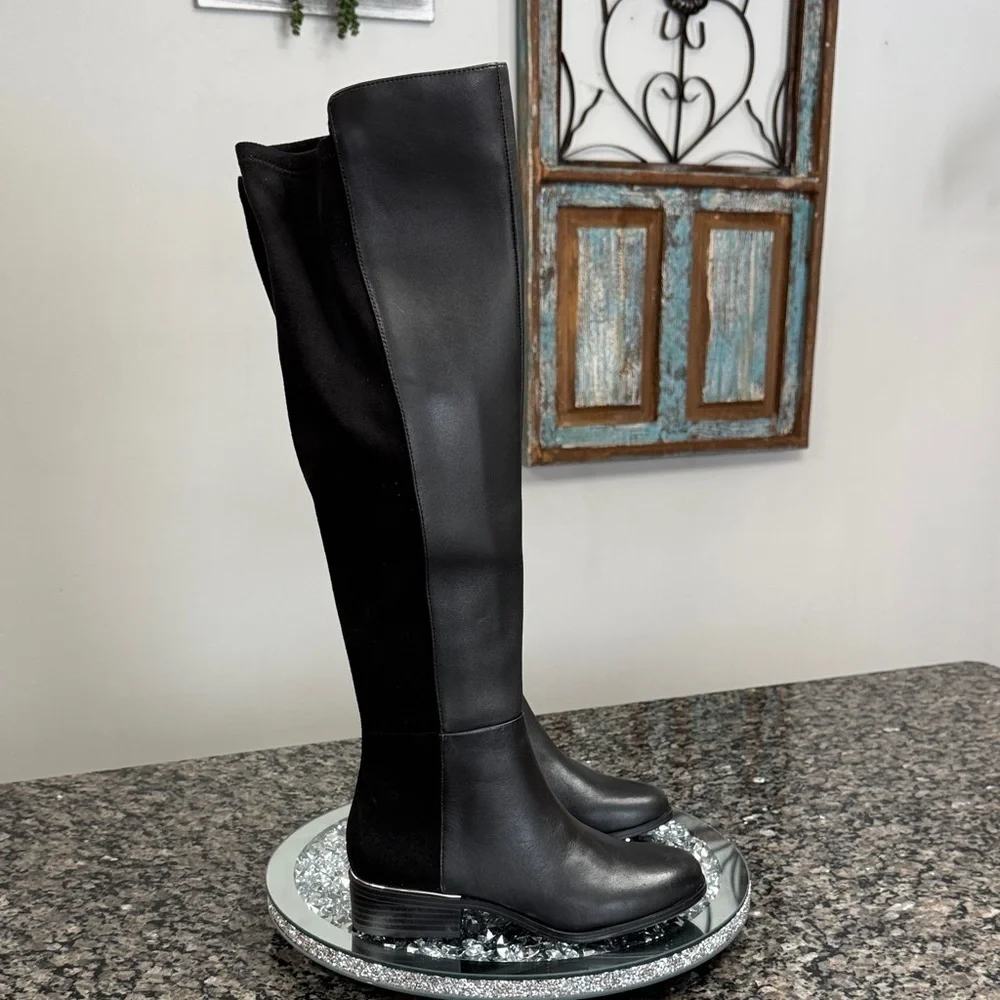Alfani leather Black tall Boots with stretchy calf NEW 5.5